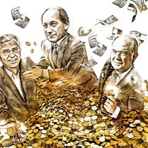 Kein Grossgrundbesitzer, keine Produktionsmittel, nur Arbeitskraft: Angestellte Manager wie Sergio Ermotti (UBS), Severin Schwan (Roche), Paul Bulcke (Nestlé) oder Walter Kielholz (Swiss Re, v.l.), stechen die klassischen Gründerfamilien beim Aufbau von Reichtum immer mehr aus.