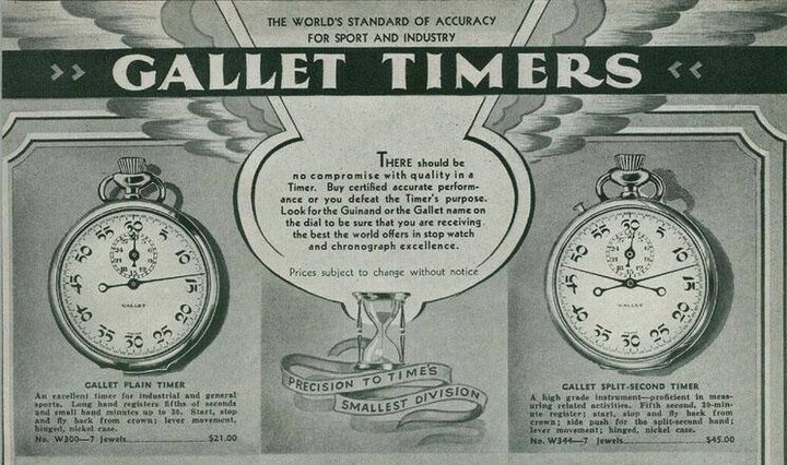 Gallet-Uhren in einem Katalog von 1934