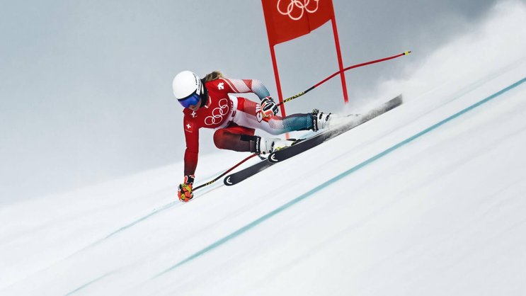 Frauen-Abfahrt an den letzten Olympischen Winterspielen 2022 in Beijing. Im Februar startet Olympia 2026 in Italien.