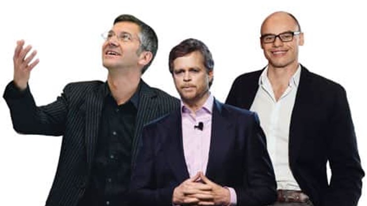Schöne Spiele, schöne Gewinne: Adidas-Chef Herbert Hainer, Nike-CEO Mark Parker und Franz Koch, Chef von Puma.