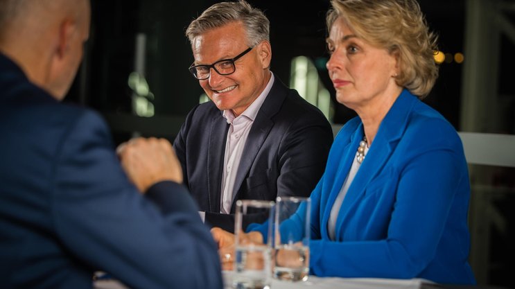 Foto: Stefan Bohrer, Zürich/ZH, 27.10.26: Mario Irminger, Präsident der Generaldirektion des Migros-Genossenschafts-Bundes und Ursula Nold, Präsidentin des Migros-Genossenschafts-Bundes.