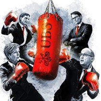 Prügelknabe UBS: Karin Keller-Sutter, Stefan Walter (u.r.), Martin Schlegel (o.r.), Aymo Brunetti: die Grossbank im Visier.