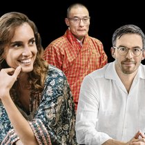 Die Bhutan-Connection: Alessa Berg und Tobias Reichmuth haben Bhutans Premier Tshering Tobgay (M.) über Ostern in Bhutan kennengelernt.