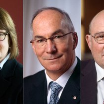 Anne Héritier Lachat und Paul Müller (m.) treten ab, Philippe Egger könnte nachrücken.Keystone