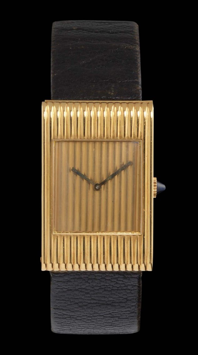 Boucheron und Omega, rechteckige Uhr mit mechanischem Werk.
