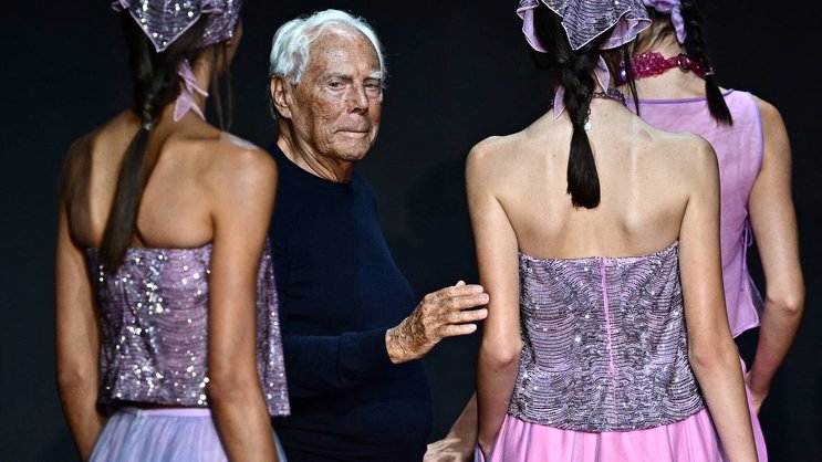 Giorgio Armani an der Fashion Week in Mailand am 21. September 2023: Die Modeikone ist im Alter von 91 Jahren gestorben.