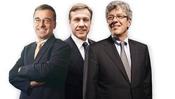 Gute Aussichten an der Börse: Bruno Pfister, Chef von Swiss Life, Zurich-CEO Martin Senn und Michel Liès, Chef von Swiss Re.