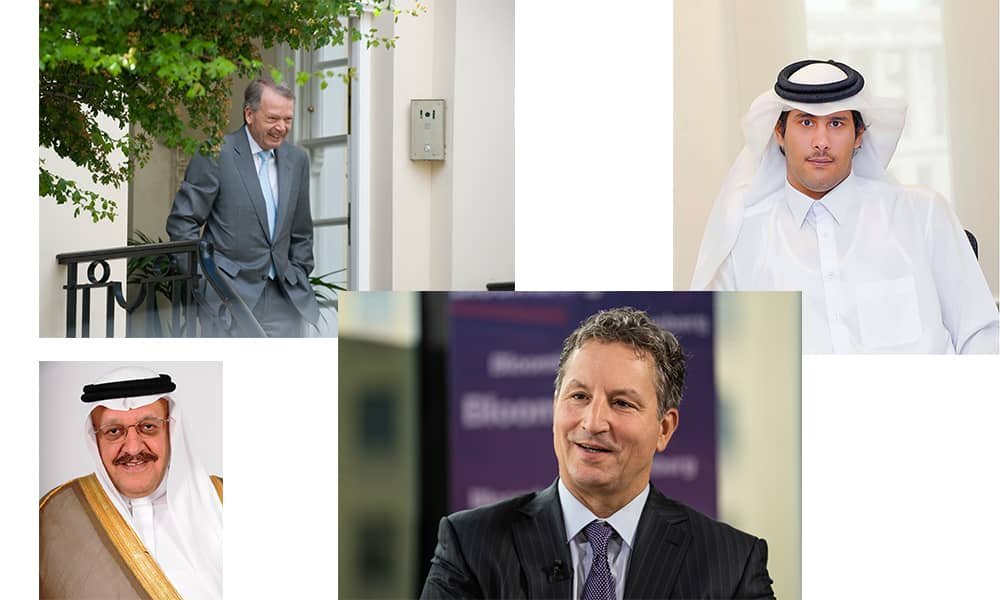 Die Grossaktionäre Olayan unter Khaled Olayan (oben) sowie die Katarer, vertreten durch Jassim Al Thani (ganz oben r.), bekamen 9,5 Prozent Zinsen für ihre Gelder. Harris Associates unter David Herro (r.) pfuschte dem Management ins Handwerk und schoss das geplante IPO ab. Value-Investoren wie die von Stephen Butt (ganz oben l.) gegründete Silchester bauen stark auf Dividendenpapiere.