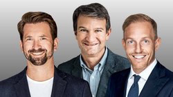 Die ehemaligen Leonteq-Topleute David Schmid (r.) und Michael Hartweg (M.) stiegen 2021 bei CATFP ein. Roman Przibylla wechselte von Vontobel. Er informiert Kunden via YouTube-Kanal.