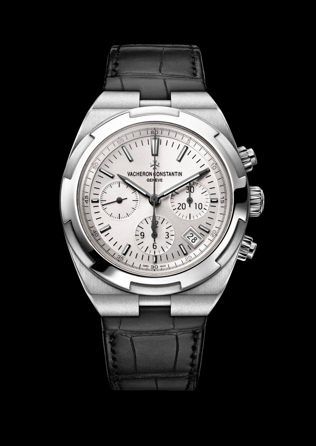 Overseas chrono argent 5500V/110A-B075bracelet cuirleather