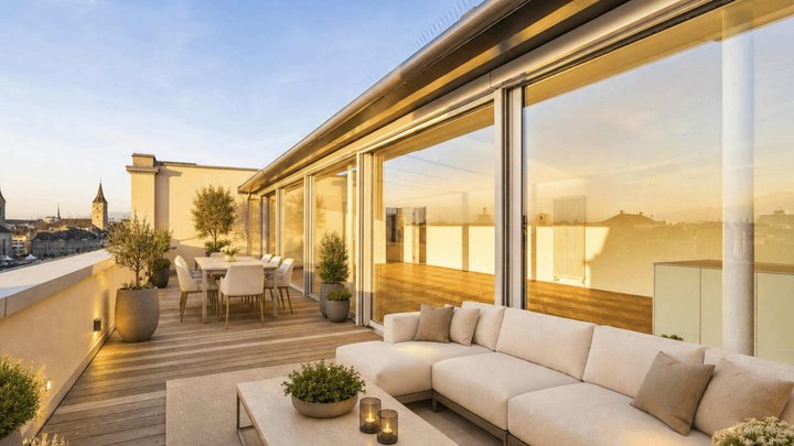 Die Terrasse ist grösser als manche Zweizimmerwohnung in der Stadt Zürich.
