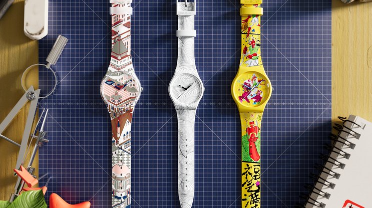 Werke von eins­tigen Artists in Residence im Swatch-Künstlerhotel werden 2026 erstmals in eine Swatch übersetzt.