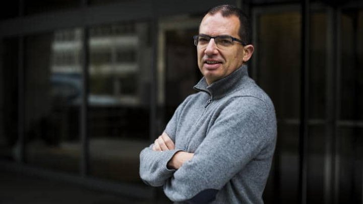 Stephane Bancel, chief executive officer of Moderna Therapeutics Inc., stands for a photograph at the company's office in Cambridge, Massachusetts, U.S., on Tuesday, Nov. 14, 2017. Moderna this week started testing a personalized treatment that teaches the body how to fight cancer. Photographer: Adam Glanzman/Bloomberg via Getty Images