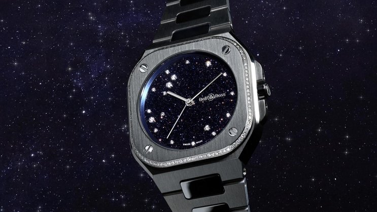 Bei der neuen Uhr von Bell & Ross kombiniert die Marke ein «Rund im Quadrat»-Gehäuse mit einem Aventurin-Zifferblatt und Diamantbesatz.