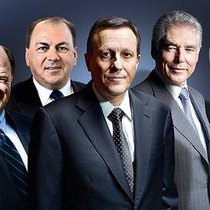 Walter Kielholz (Swiss Re), Axel Weber (UBS), Daniel Vasella (Novartis), Peter Brabeck (Nestlé), Franz Humer (Roche), v.l.