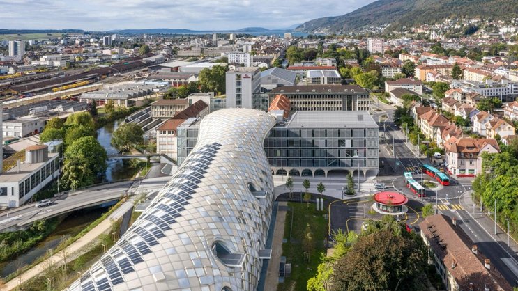 Der Swatch-Group-Hauptsitz in Biel.