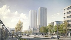 Eine Visualisierung des Projekts Ensemble mit gemeinnützigem Wohnungsbau rund ums neue Fussballstadion im Kreis 5.