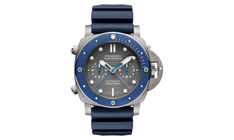 Panerai Submersible Chrono Guillaume Néry (r.), aus Titan mit Kaliber P.9100. 19 100 Fr.