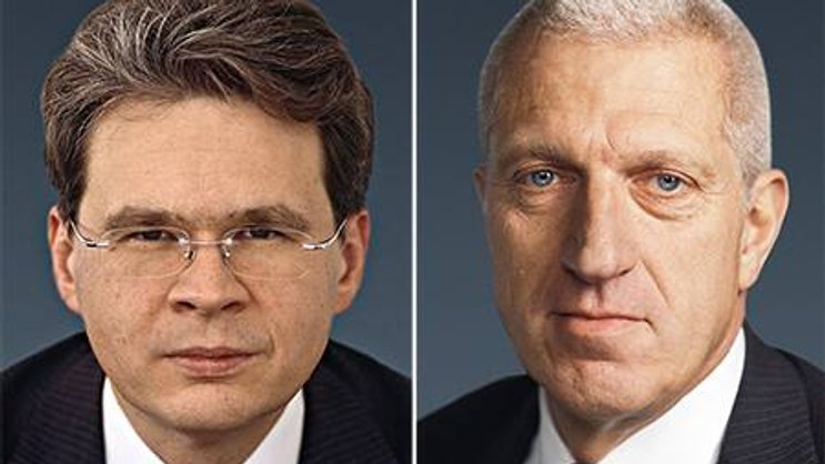 Zeno Staub, CEO von Vontobel (l.) und Pierin Vincenz, CEO von Raiffeisen.