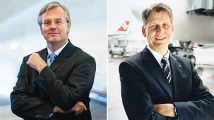 Lufthansa-Chef Christoph Franz (l.) und Swiss-Chef Harry Hohmeister.