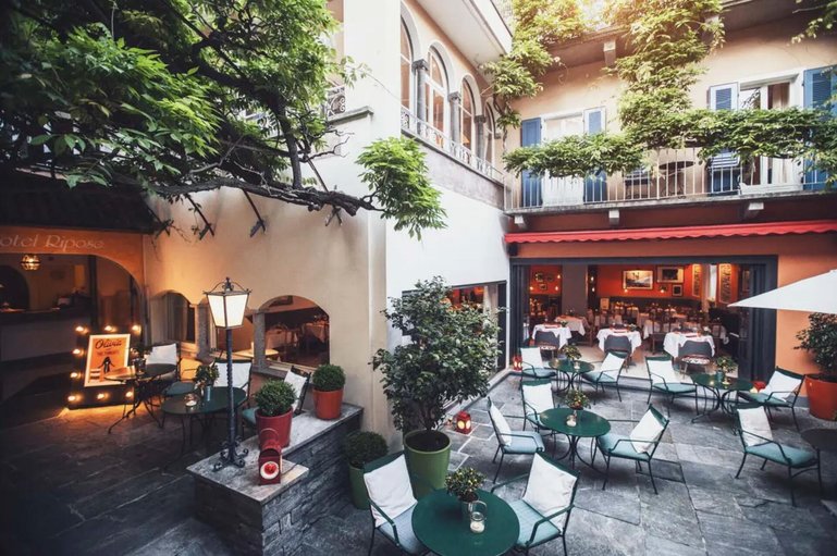 Der Innenhof des Hotels Riposo ist eine Oase der Ruhe.