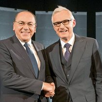 Spitzentreffen: Axel Weber (UBS, links) und Urs Rohner (Credit Suisse). (Bild: Markus Senn)