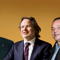 Freude über den Kursanstieg (v.l.): Guy Lachappelle ( Raiffeisen), Lukas Ruflin (Leonteq), Rainer-Marc Frey ( Investor).