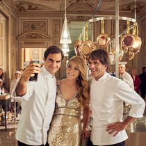 Roger Federer, Mikaela Shiffrin und Starkoch Davide Oldani: Am Set für den neuen Barilla-Spot.
