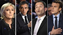 Aussichtsreiche Kandidaten: Marine Le Pen, François Fillon, Benoît Hamon und Emmanuel Macron.Keystone